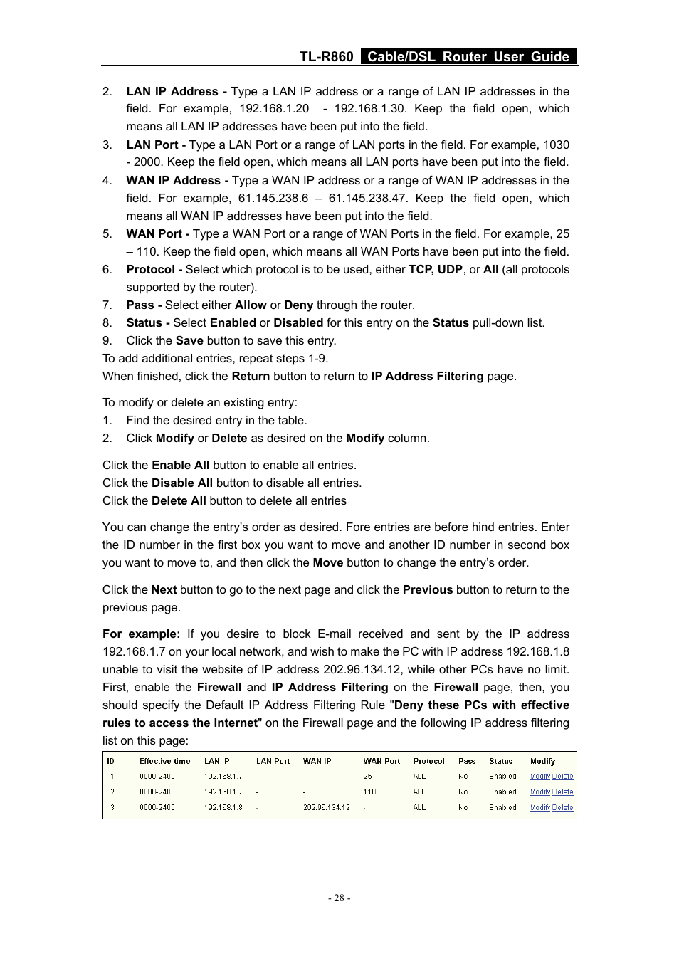 TP-Link Cable/DSL Router TL-R860 User Manual | Page 34 / 62