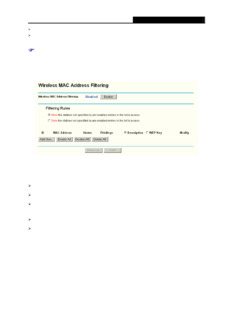 2 mac filtering, Mac filtering | TP-Link TL-WR340GD User Manual | Page 36 / 72