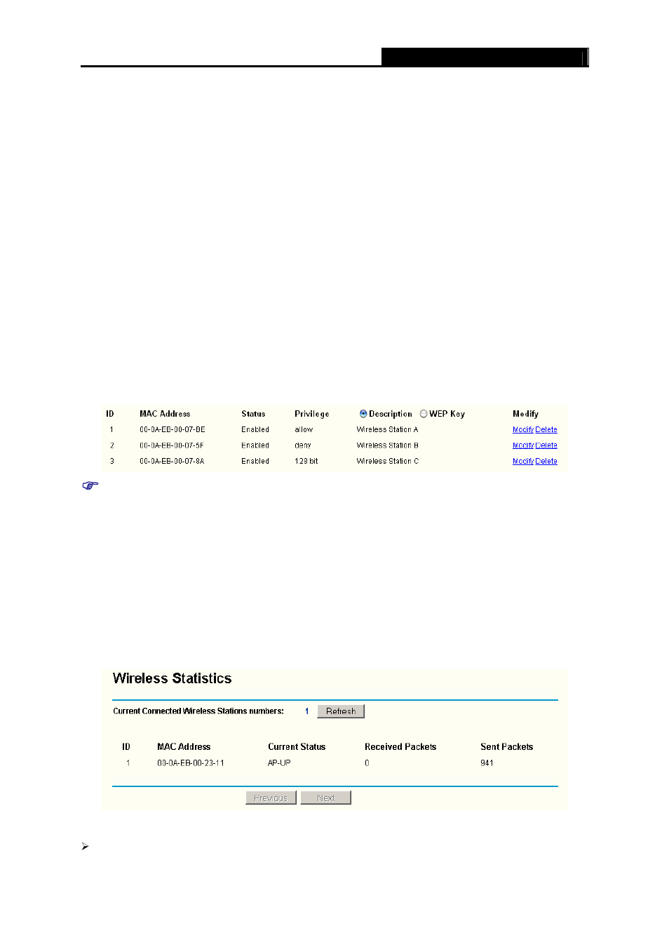 3 wireless statistics, Wireless statistics | TP-Link TL-WR340GD User Manual | Page 38 / 72