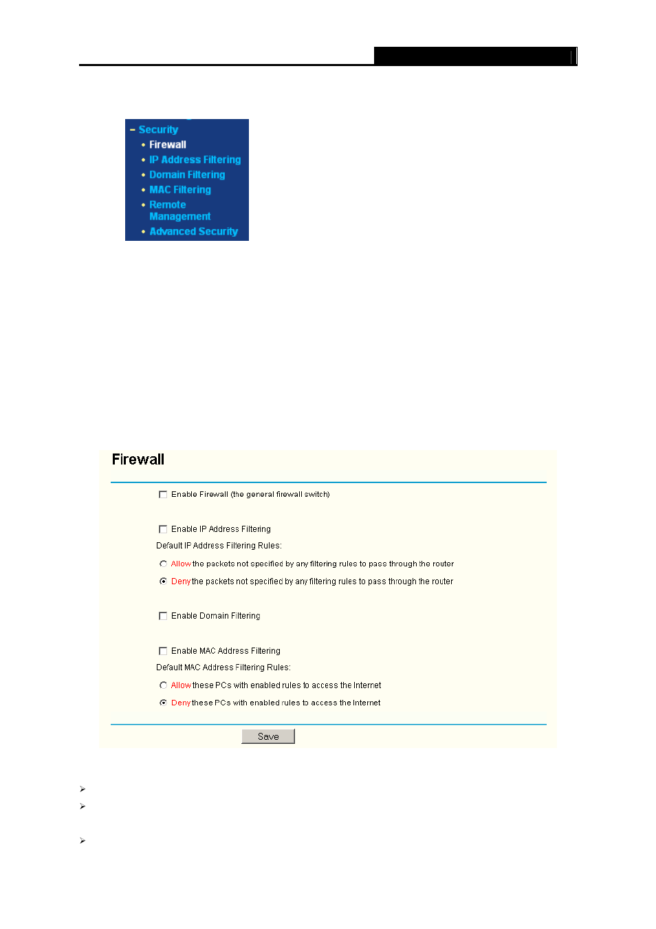 8 security, 1 firewall, Security | Firewall | TP-Link TL-WR340GD User Manual | Page 47 / 72