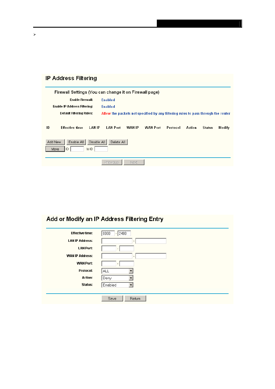 2 ip address filtering, Ip address filtering | TP-Link TL-WR340GD User Manual | Page 48 / 72