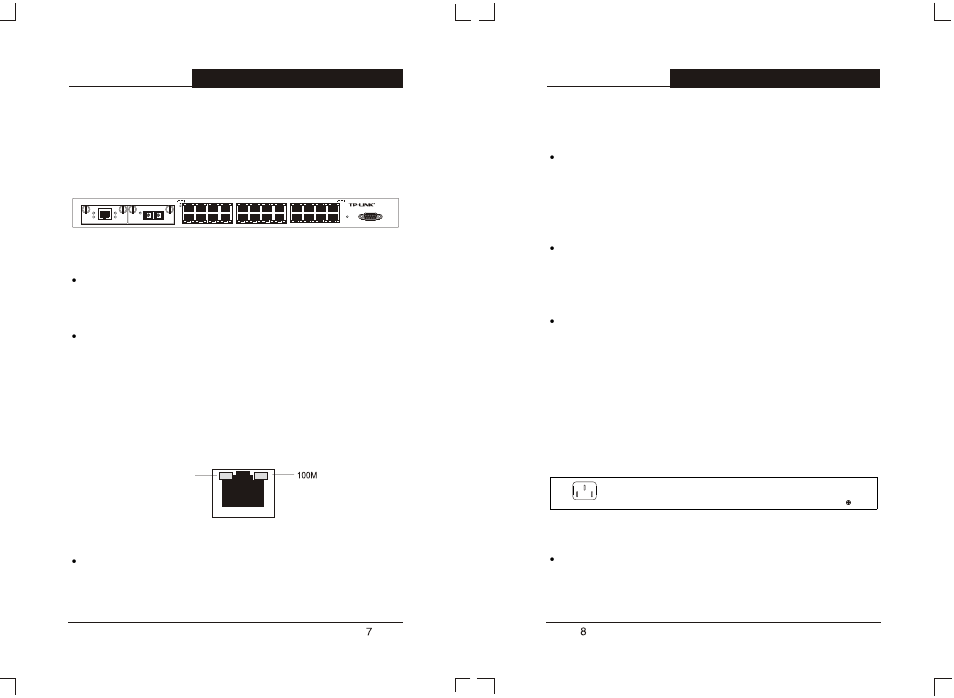 Т³гж 7, Link/act, 100m | Link act, 2 connecting the switch, 24+2g gigabit managed switch user's guide, 1 front panel, 2 rear panel, Tl-sl3226p, Module slot | TP-Link TL-SL3226P User Manual | Page 7 / 22