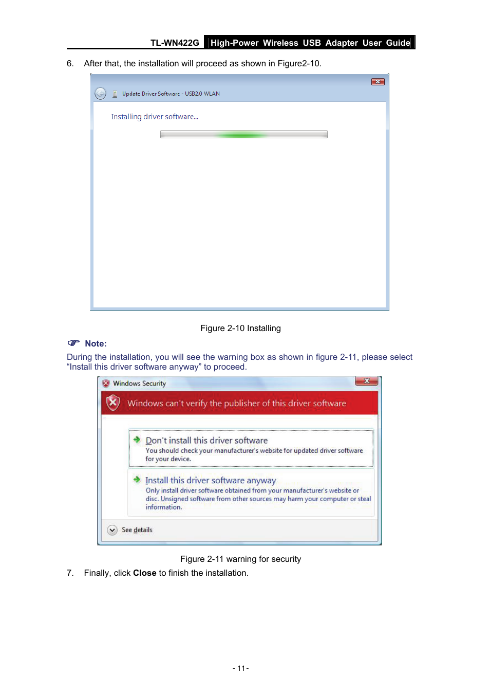 TP-Link High-Power Wireless USB Adapter TL-WN422G User Manual | Page 16 / 43