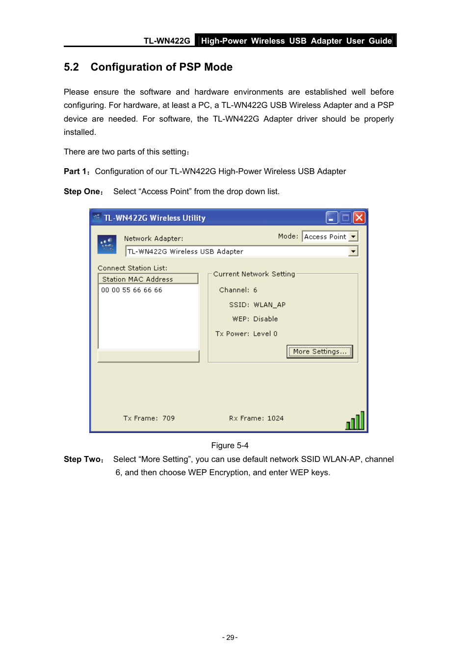 2 configuration of psp mode | TP-Link High-Power Wireless USB Adapter TL-WN422G User Manual | Page 34 / 43
