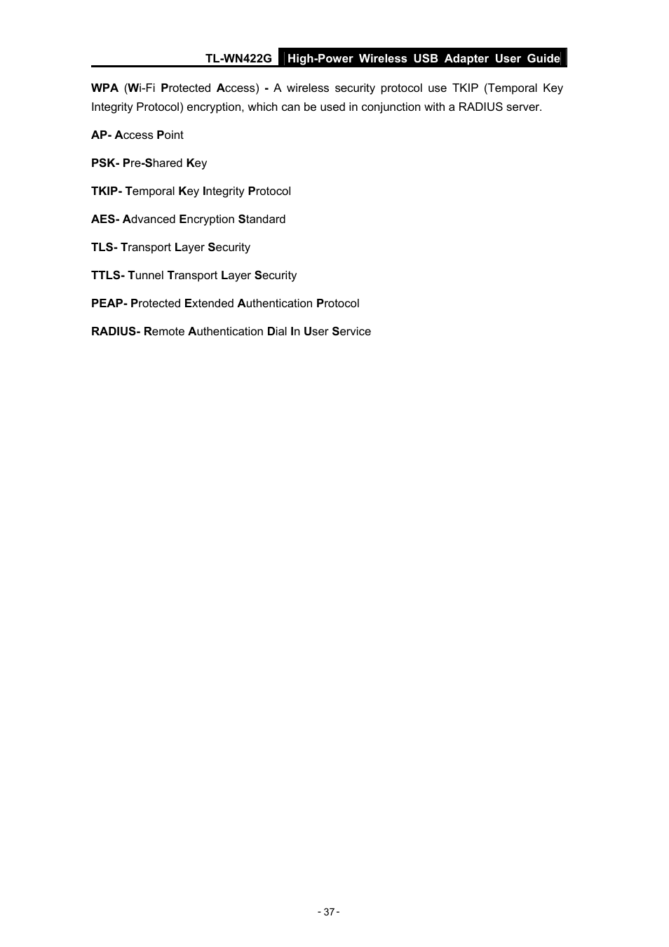 TP-Link High-Power Wireless USB Adapter TL-WN422G User Manual | Page 42 / 43