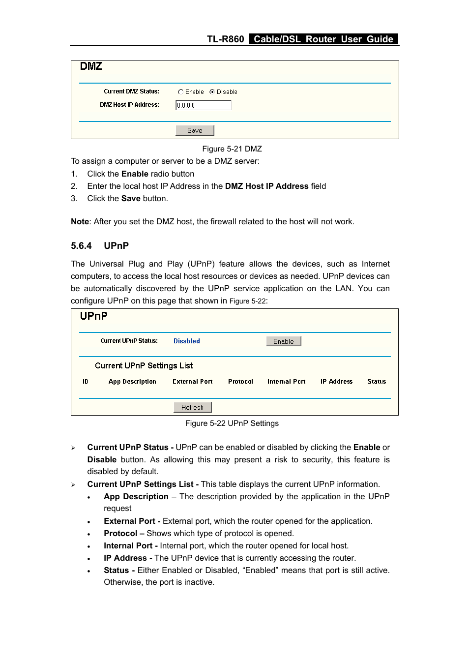 4 upnp, Upnp, Tl-r860 cable/dsl router user guide | TP-Link TL-R860 User Manual | Page 33 / 65