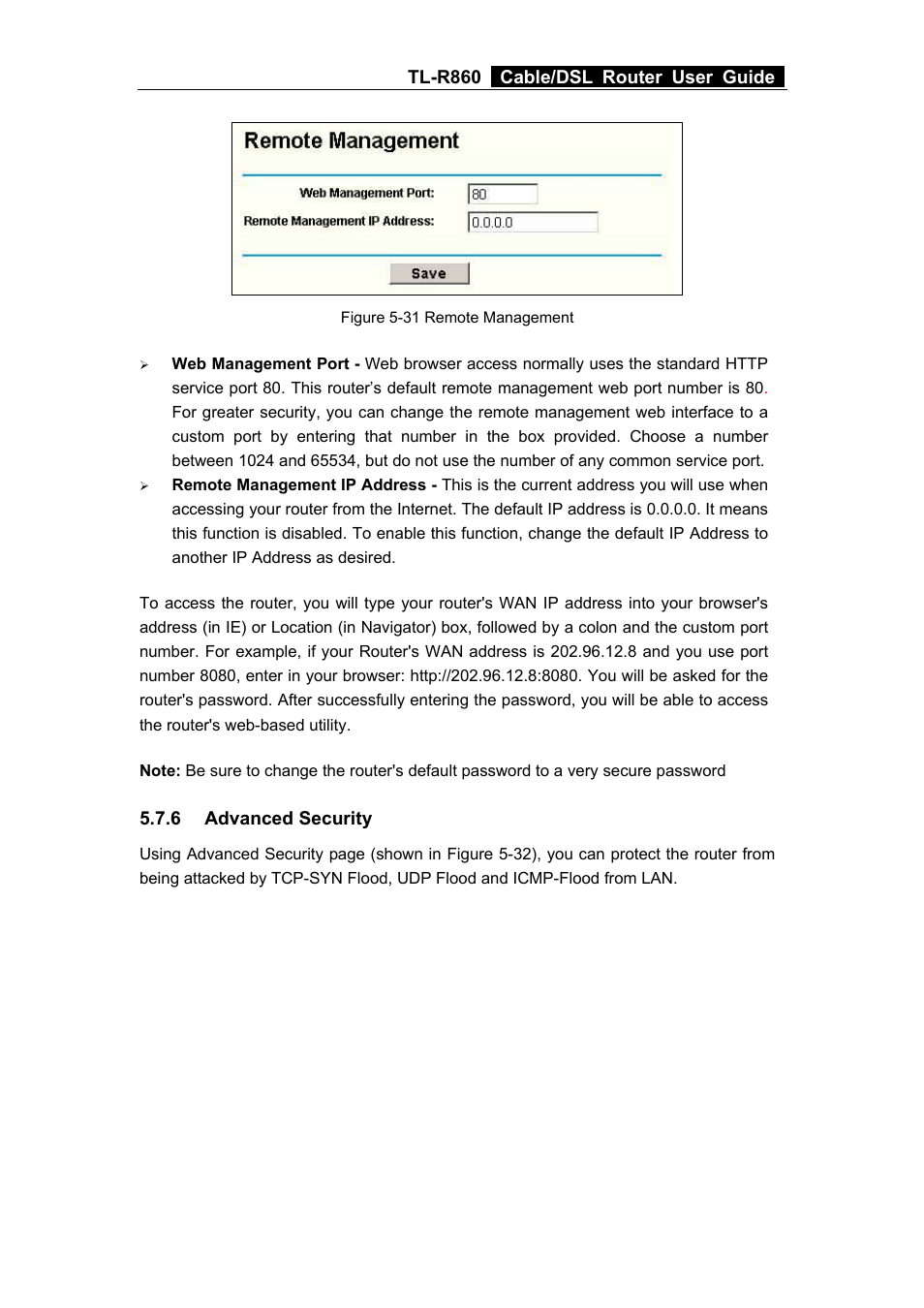 6 advanced security, Advanced security | TP-Link TL-R860 User Manual | Page 40 / 65
