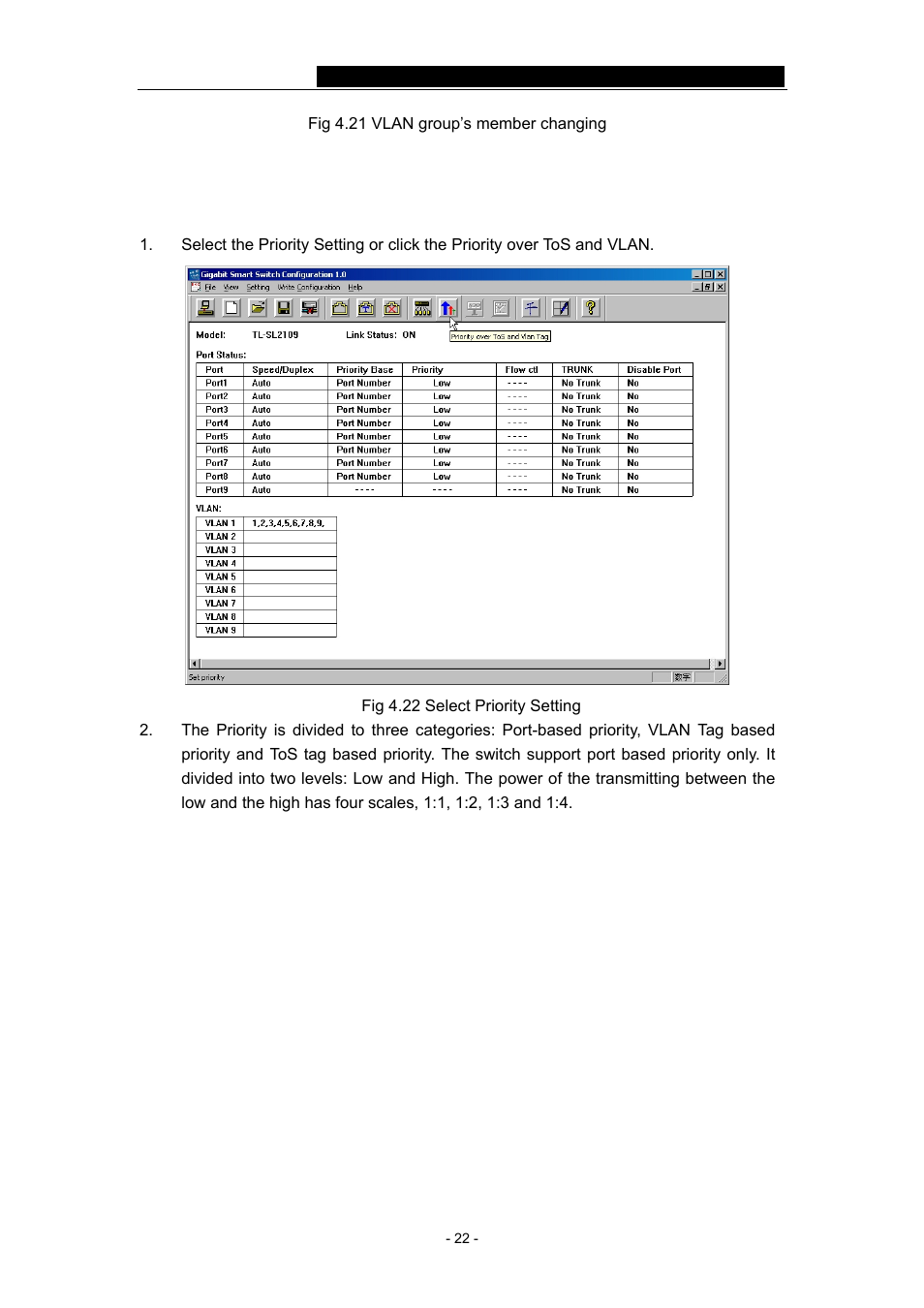 7 priority over tos and vlan tag | TP-Link TL-SL2109 User Manual | Page 25 / 30