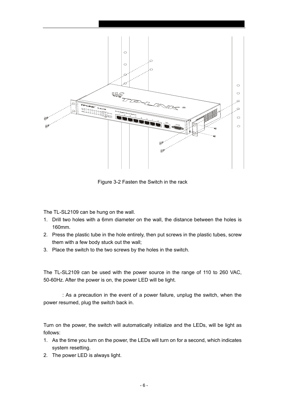 3 hang on the wall, 4 power on, 5 initialization | TP-Link TL-SL2109 User Manual | Page 9 / 30