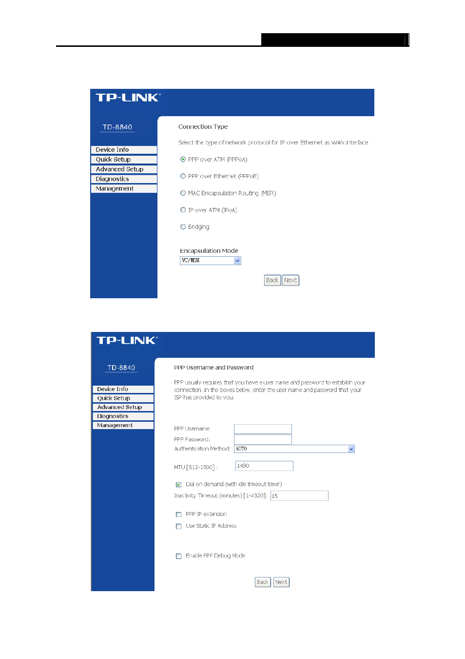 1 pppoa, Pppoa | TP-Link TD-8840 User Manual | Page 20 / 63