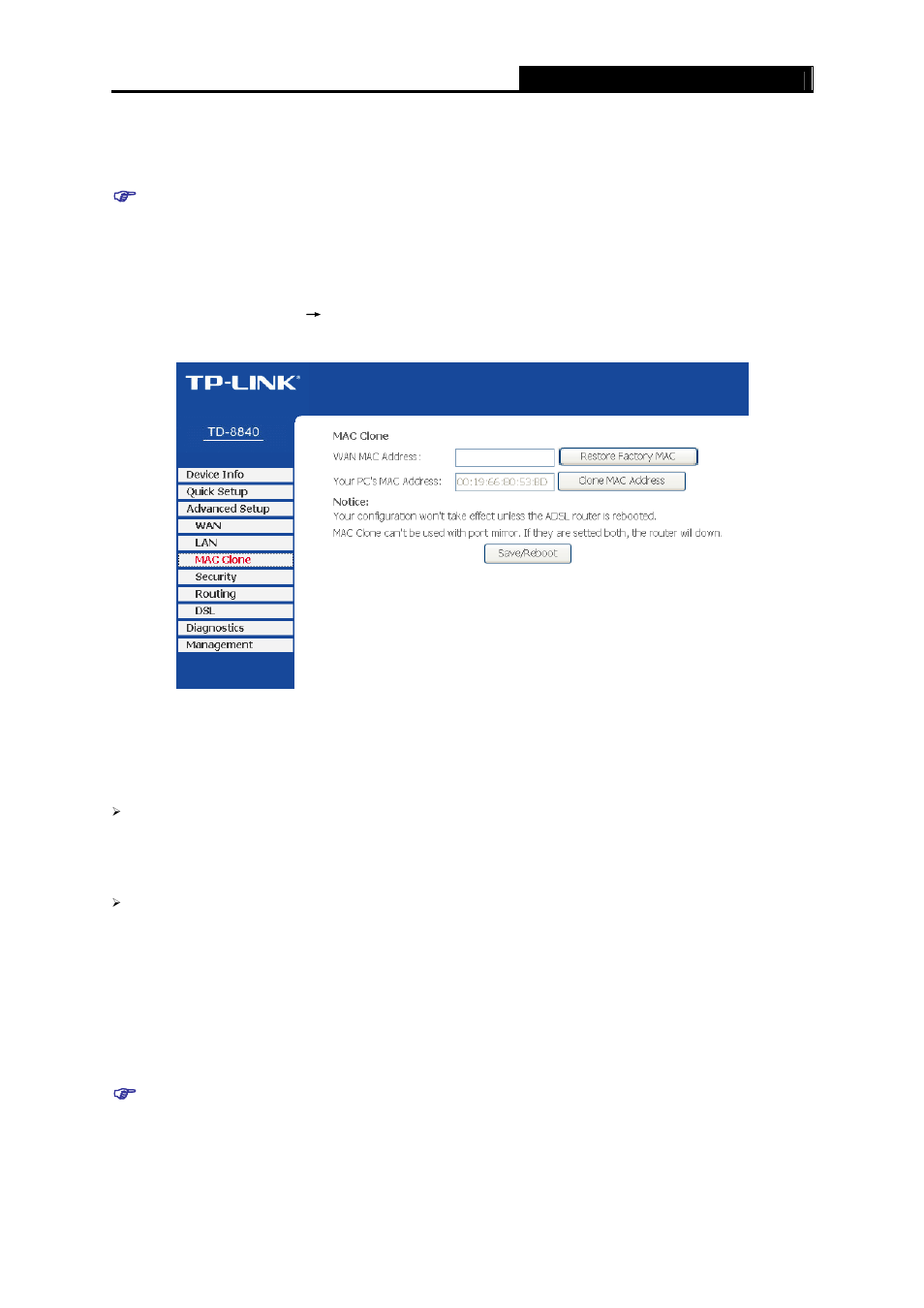 3 mac clone, Mac clone | TP-Link TD-8840 User Manual | Page 42 / 63