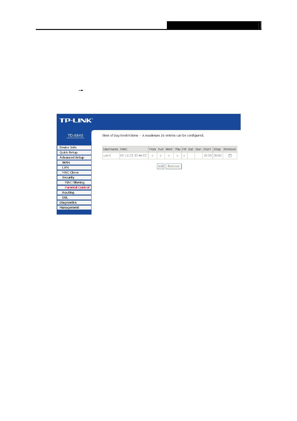 Parental control | TP-Link TD-8840 User Manual | Page 45 / 63