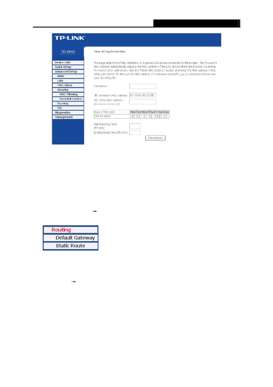 5 routing, Default gateway, Routing | Figure 4-30 | TP-Link TD-8840 User Manual | Page 46 / 63