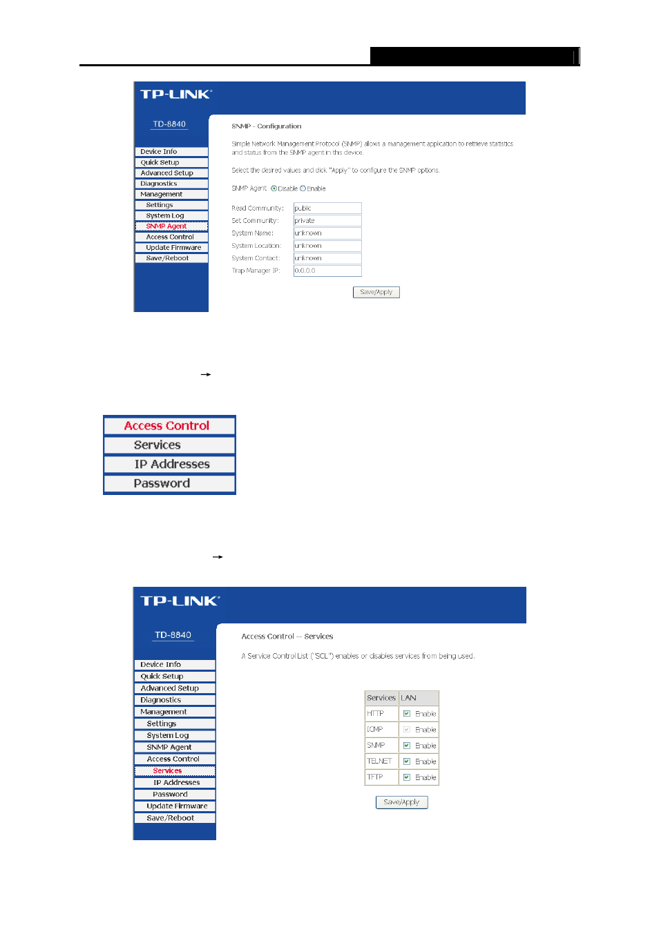 4 access control, Service, Access control | TP-Link TD-8840 User Manual | Page 55 / 63