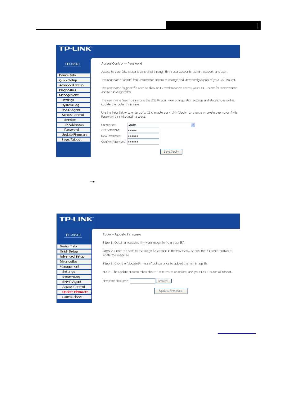 5 update firmware, Update firmware | TP-Link TD-8840 User Manual | Page 57 / 63
