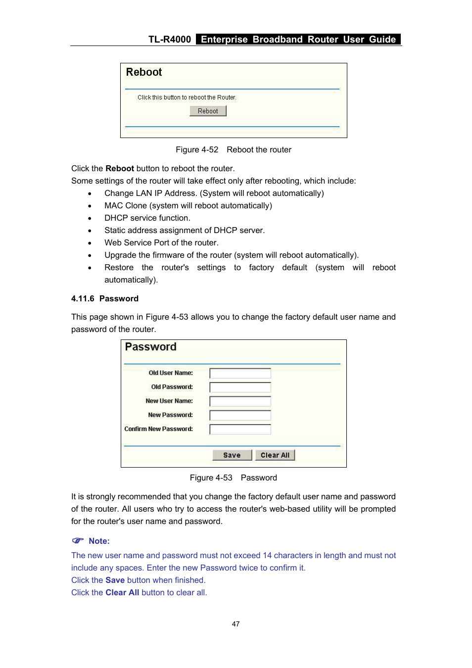 6 password | TP-Link TL-R4000 User Manual | Page 53 / 65