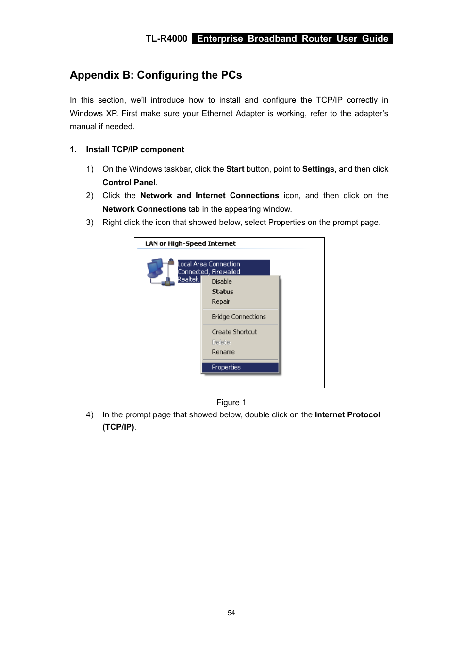 Appendix b: configuring the pcs | TP-Link TL-R4000 User Manual | Page 60 / 65