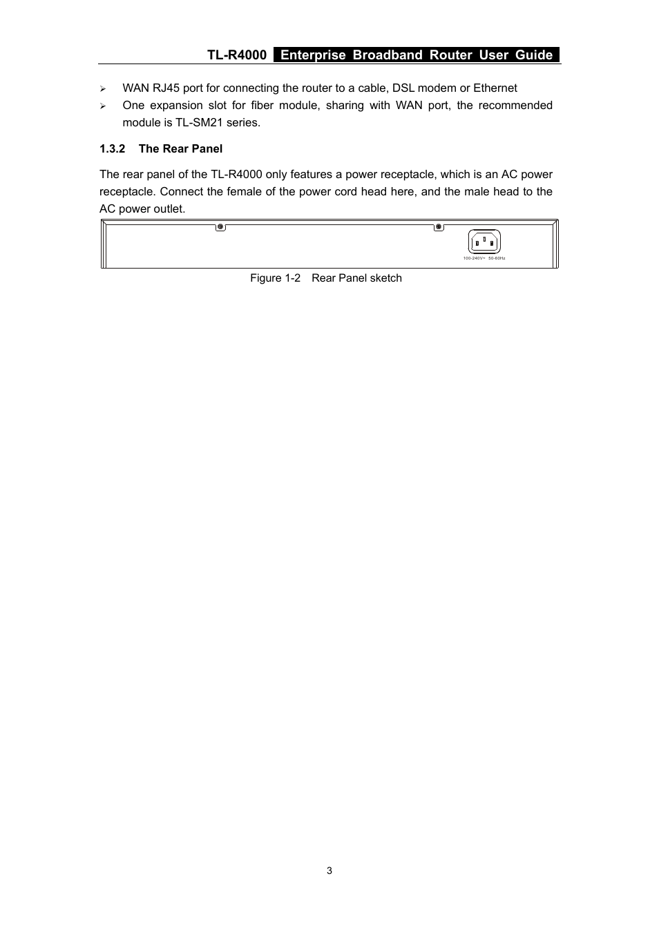 2 the rear panel, The rear panel, Tl-r4000 enterprise broadband router user guide | TP-Link TL-R4000 User Manual | Page 9 / 65