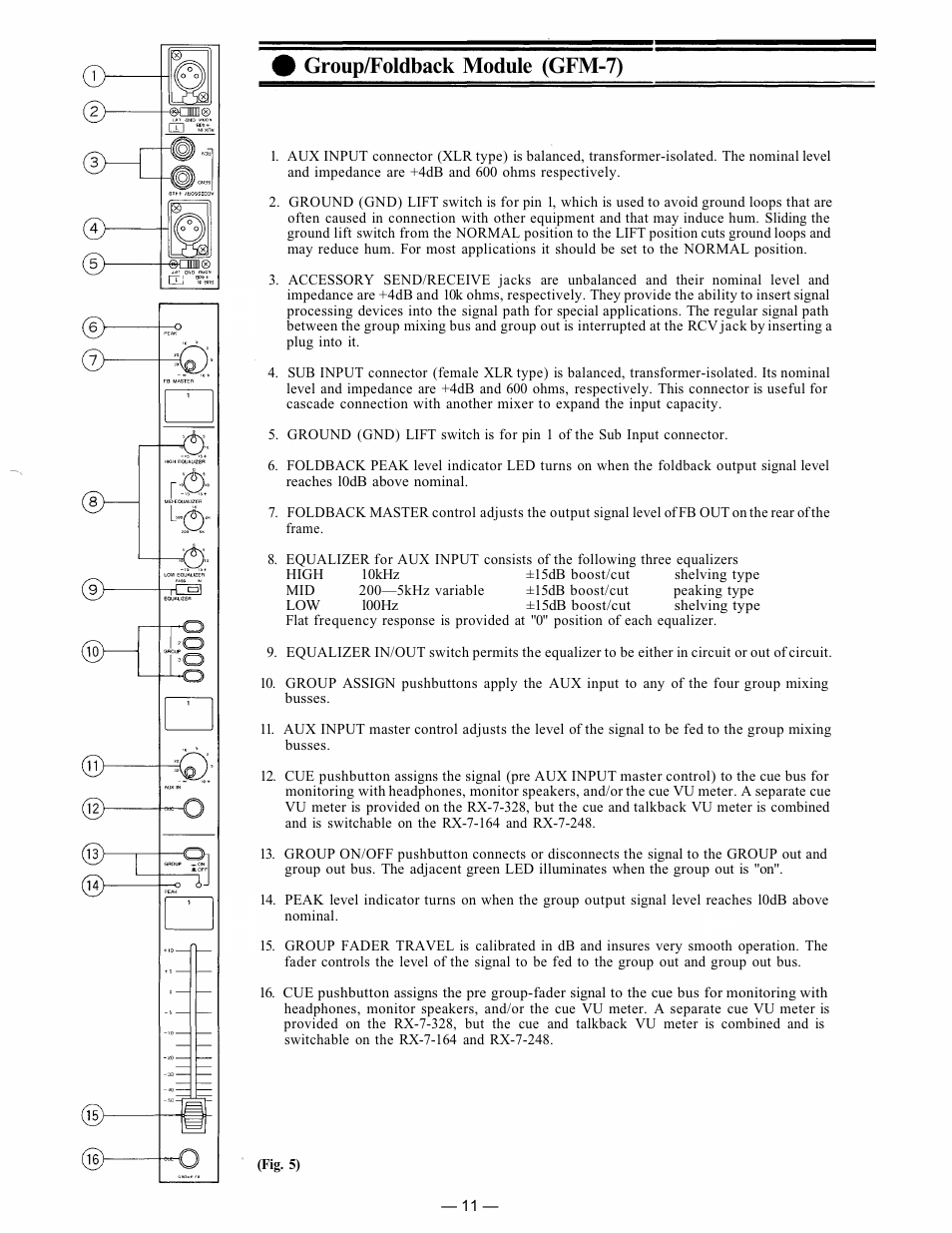 Group/foldback module (gfm-7) | TP-Link RX-7-248 User Manual | Page 12 / 44