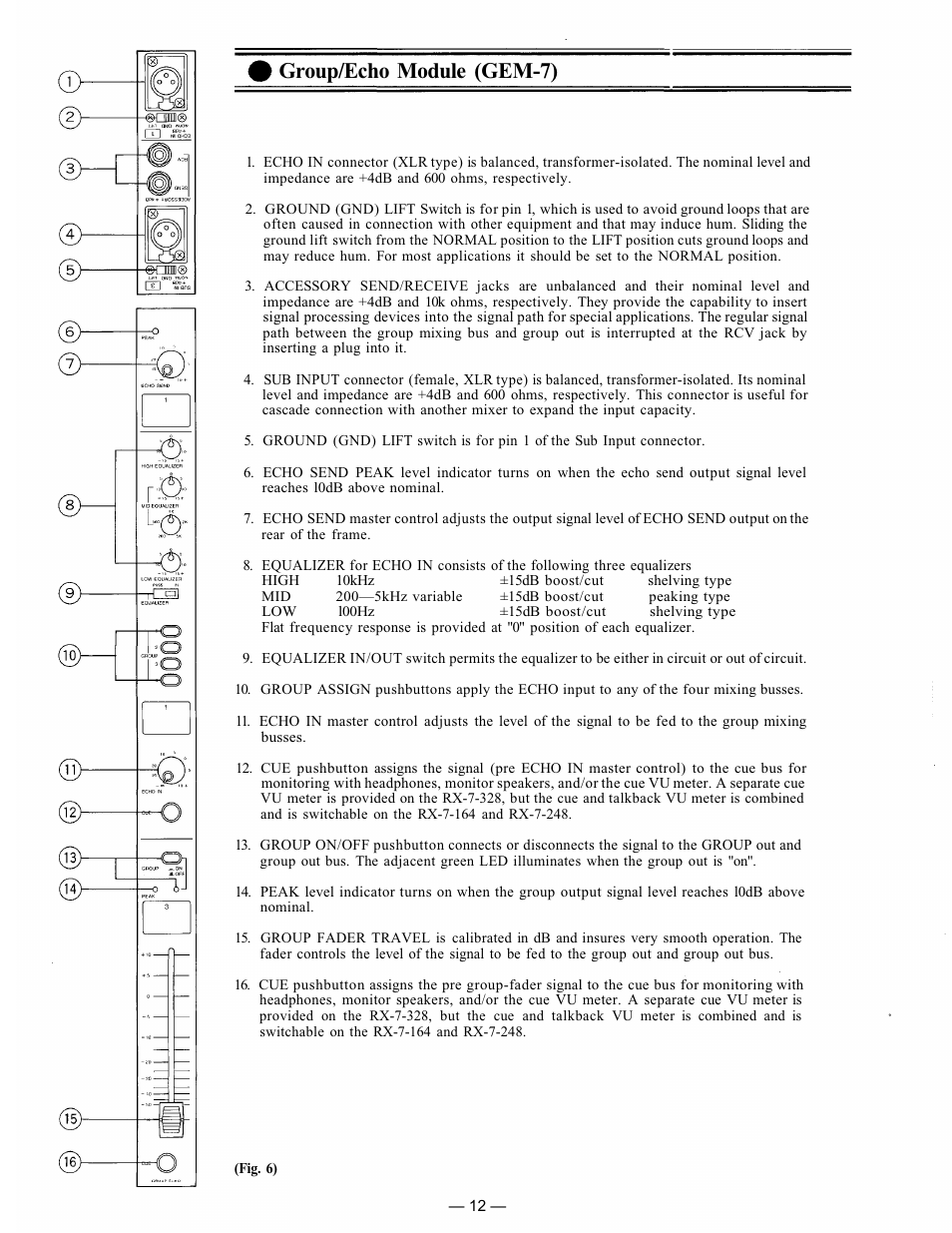 Group/echo module (gem-7) | TP-Link RX-7-248 User Manual | Page 13 / 44
