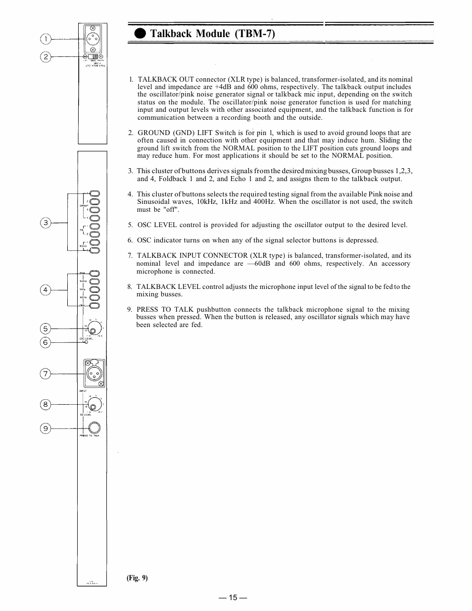 Talkback module (tbm-7) | TP-Link RX-7-248 User Manual | Page 16 / 44