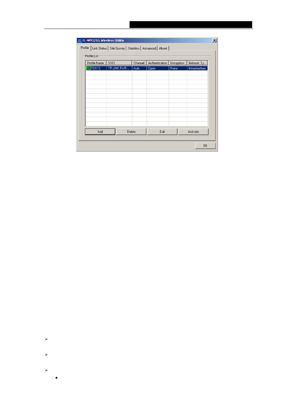 1 add or edit a configuration profile | TP-Link TL-WN321G User Manual | Page 13 / 23