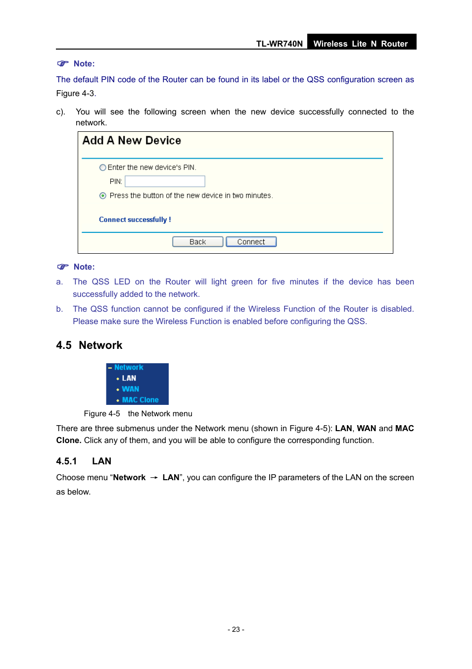 5 network, 1 lan | TP-Link TL-WR740N User Manual | Page 30 / 109