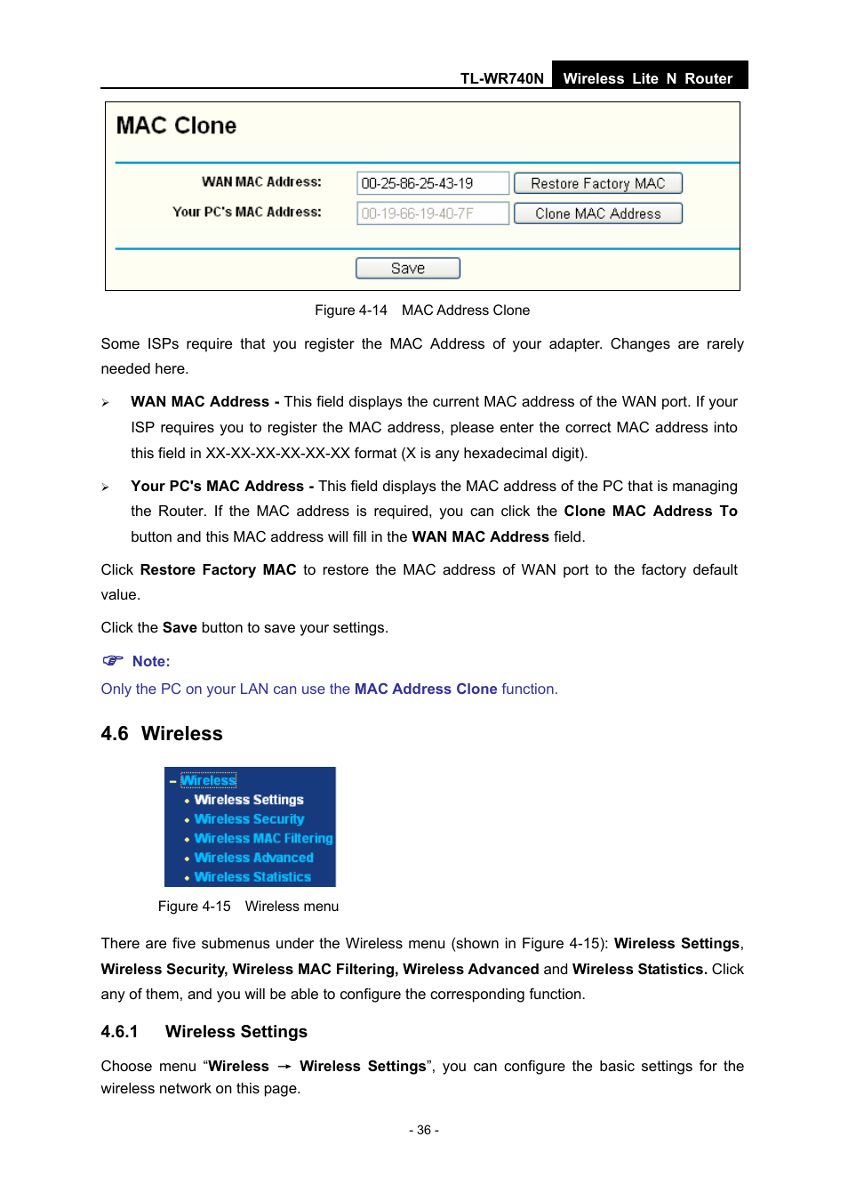 6 wireless, 1 wireless settings | TP-Link TL-WR740N User Manual | Page 43 / 109