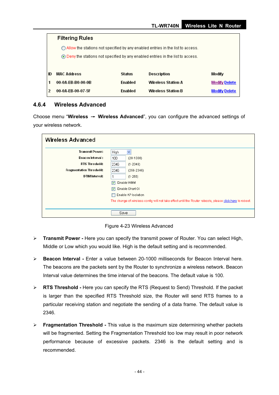 4 wireless advanced | TP-Link TL-WR740N User Manual | Page 51 / 109