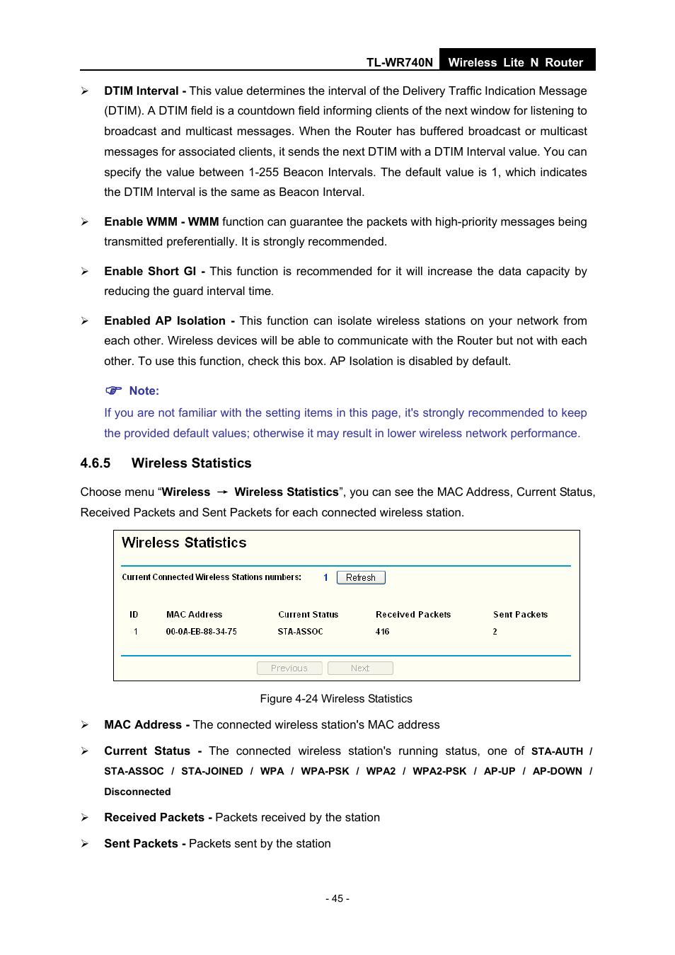 5 wireless statistics | TP-Link TL-WR740N User Manual | Page 52 / 109