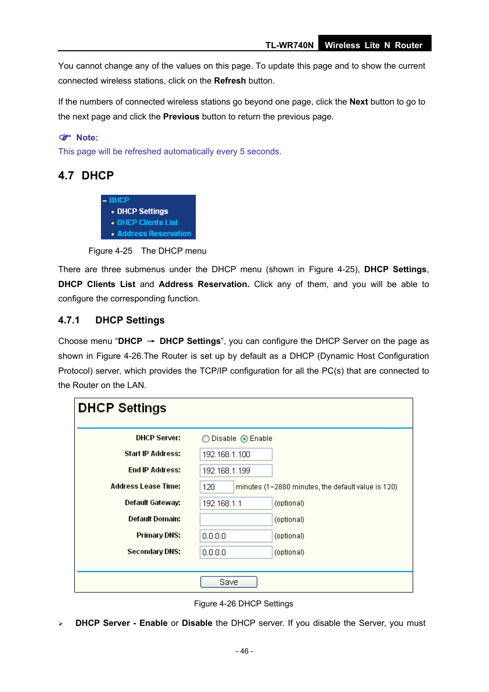 7 dhcp, 1 dhcp settings | TP-Link TL-WR740N User Manual | Page 53 / 109