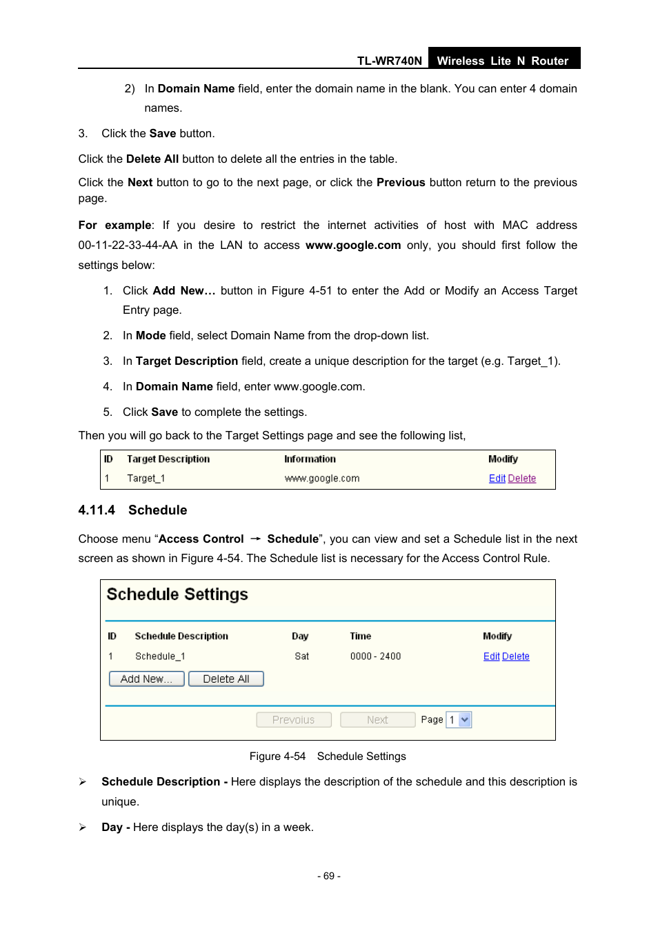 4 schedule | TP-Link TL-WR740N User Manual | Page 76 / 109