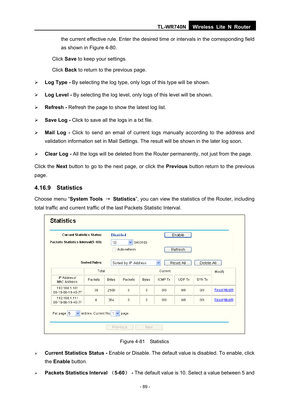 9 statistics | TP-Link TL-WR740N User Manual | Page 96 / 109