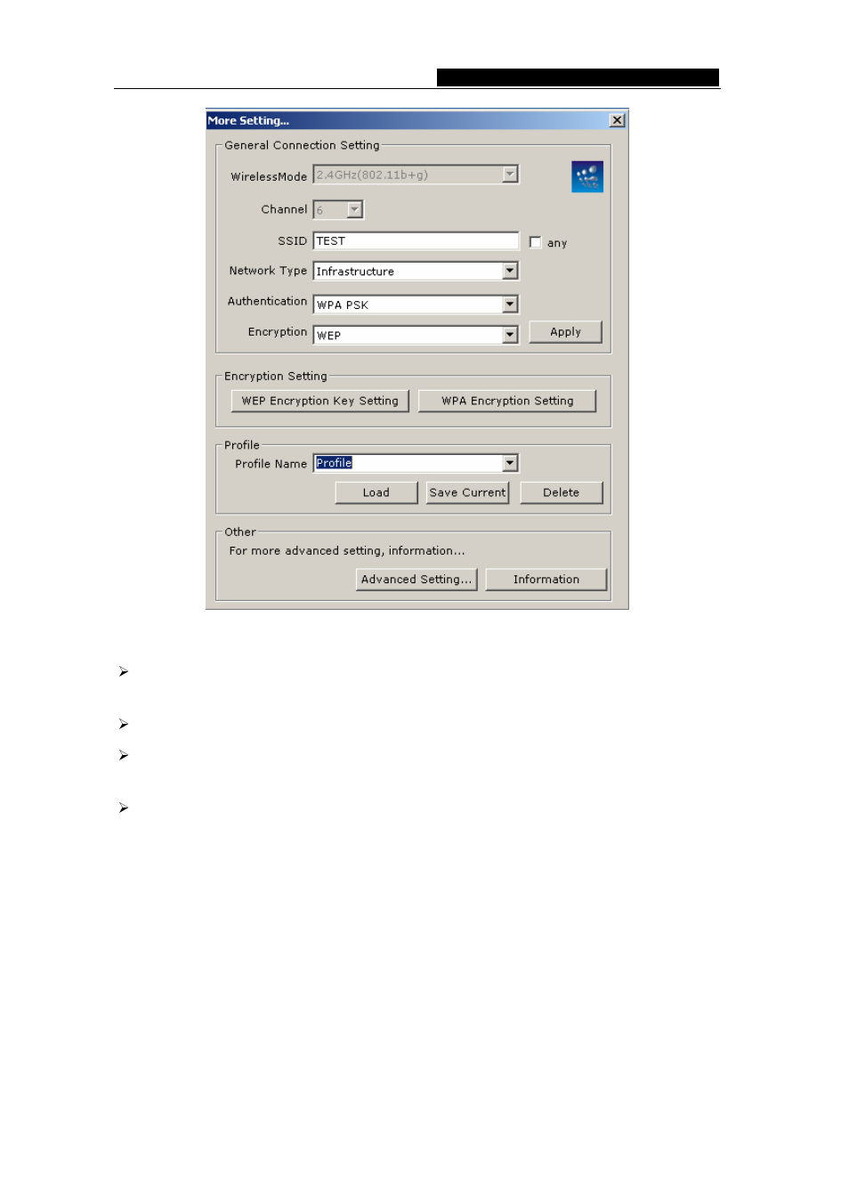 6 advanced settings, Advanced settings | TP-Link TL-WN322G User Manual | Page 26 / 38