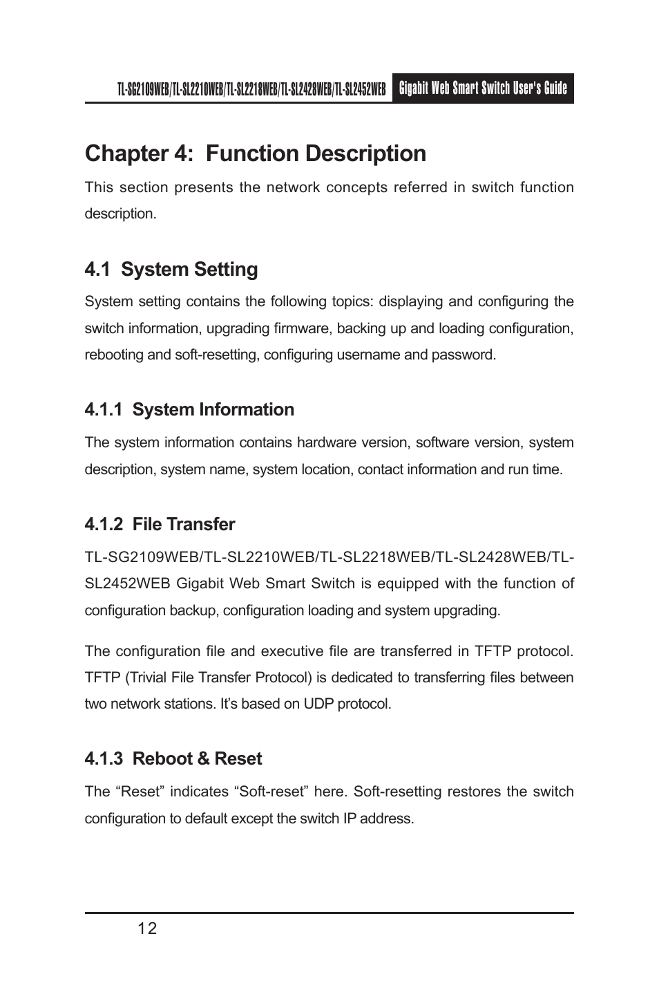 Chapter 4: function description | TP-Link TL-SL2210WEB User Manual | Page 19 / 75