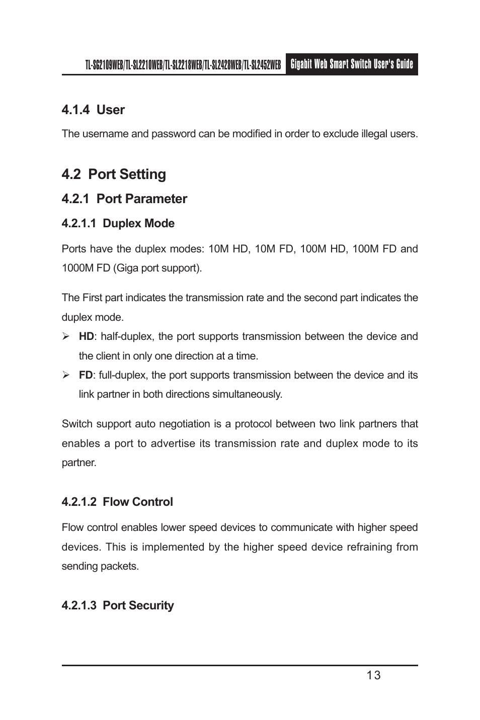 2 port setting | TP-Link TL-SL2210WEB User Manual | Page 20 / 75