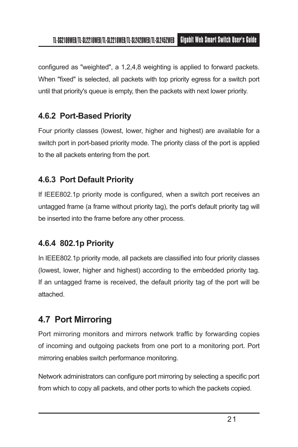 7 port mirroring | TP-Link TL-SL2210WEB User Manual | Page 28 / 75
