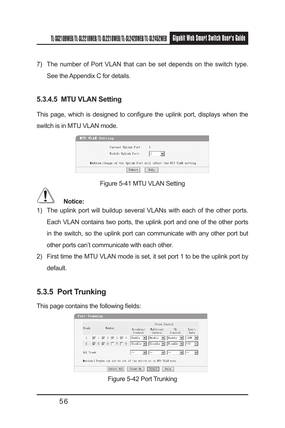 5 port trunking | TP-Link TL-SL2210WEB User Manual | Page 63 / 75