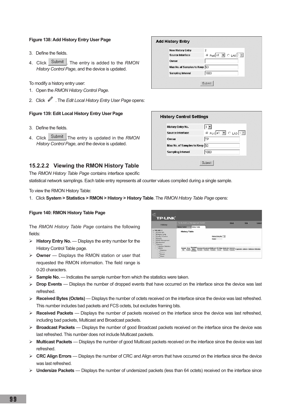 2 viewing the rmon history table | TP-Link TL-SG3109 User Manual | Page 106 / 120