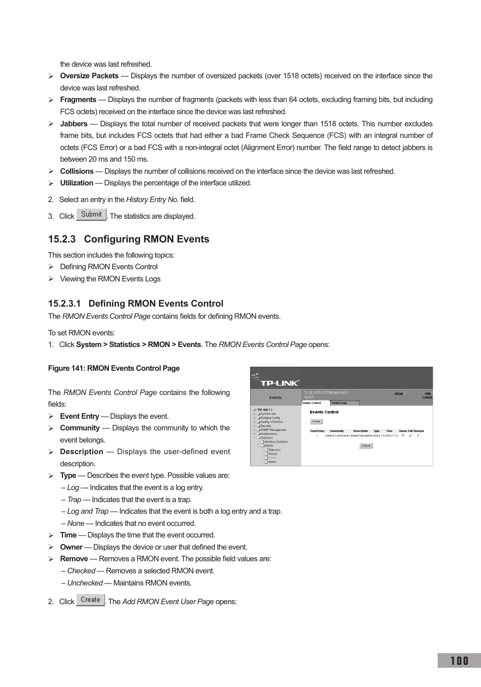 3 configuring rmon events, 1 defining rmon events control | TP-Link TL-SG3109 User Manual | Page 107 / 120