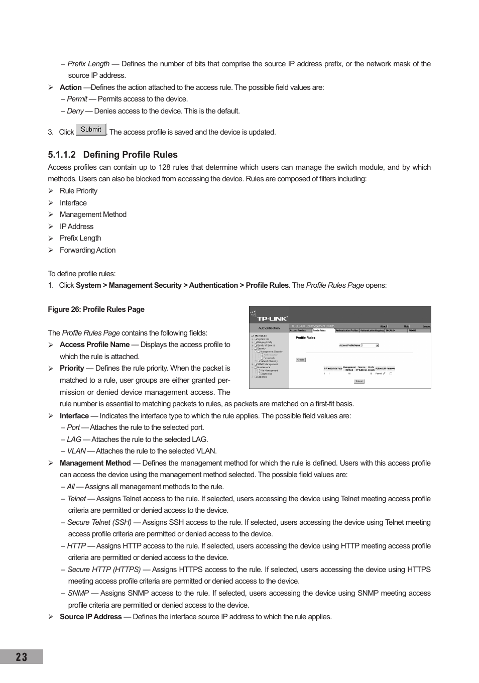 2 defining profile rules | TP-Link TL-SG3109 User Manual | Page 30 / 120