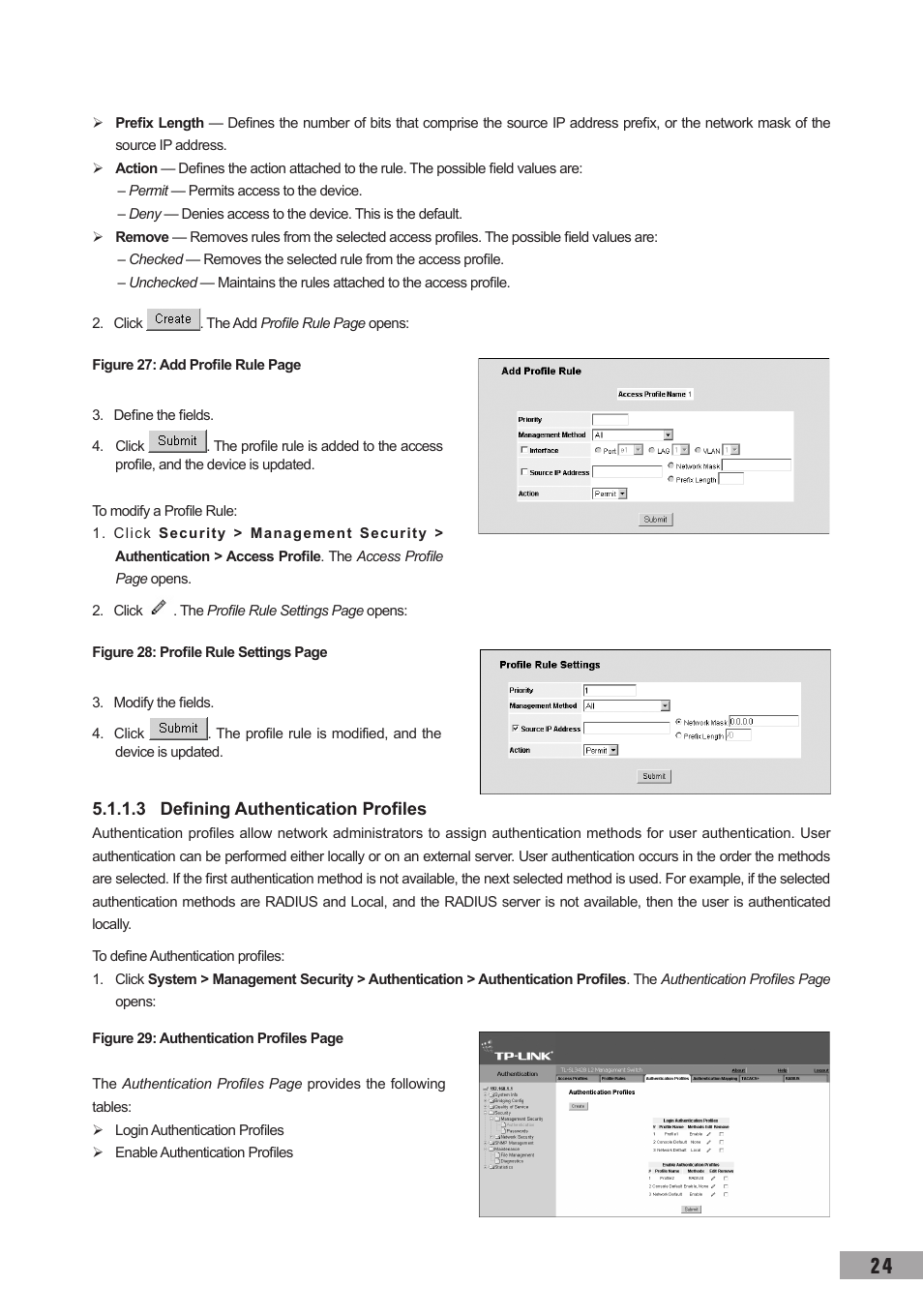 3 defining authentication profiles | TP-Link TL-SG3109 User Manual | Page 31 / 120