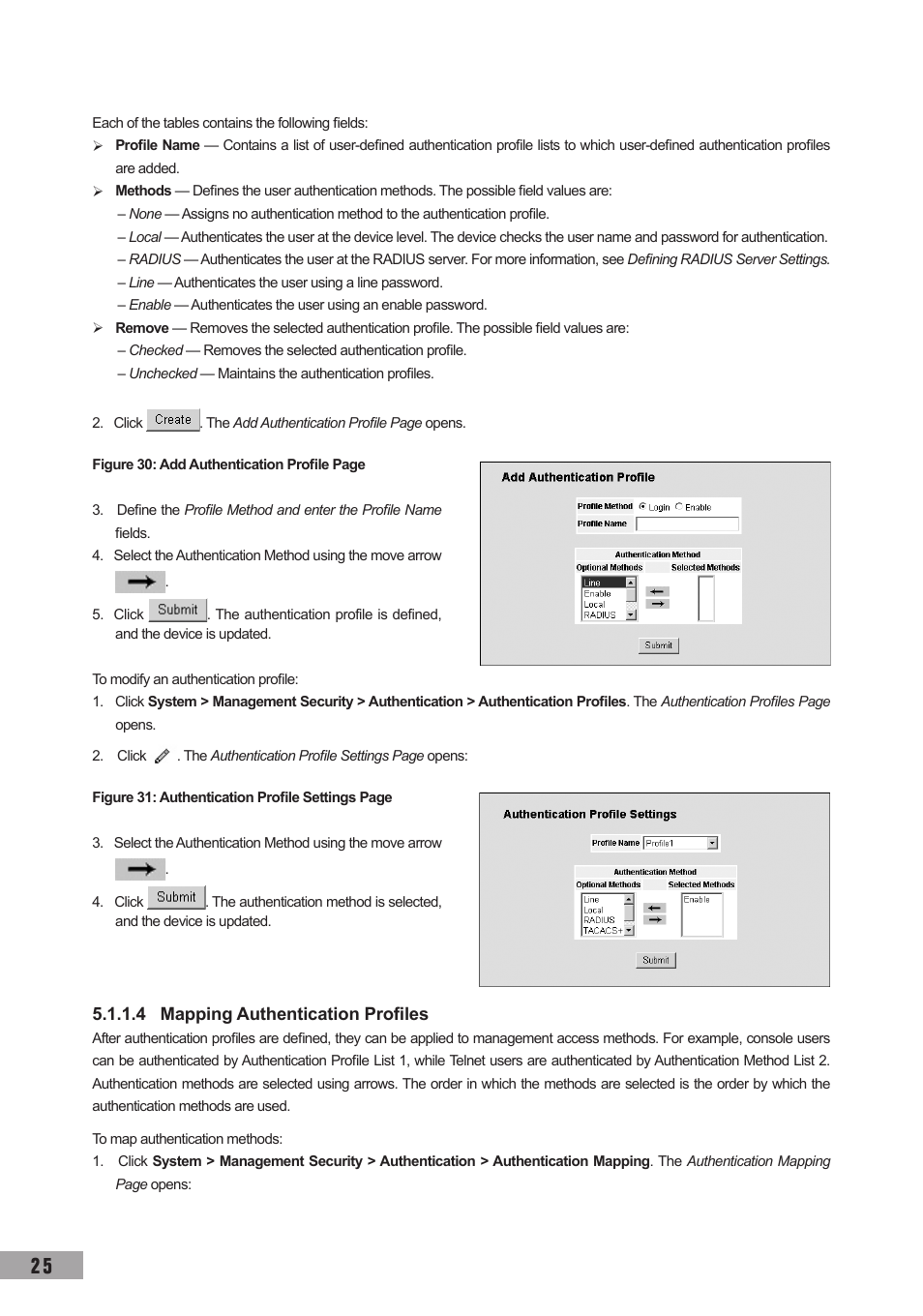 4 mapping authentication profiles | TP-Link TL-SG3109 User Manual | Page 32 / 120