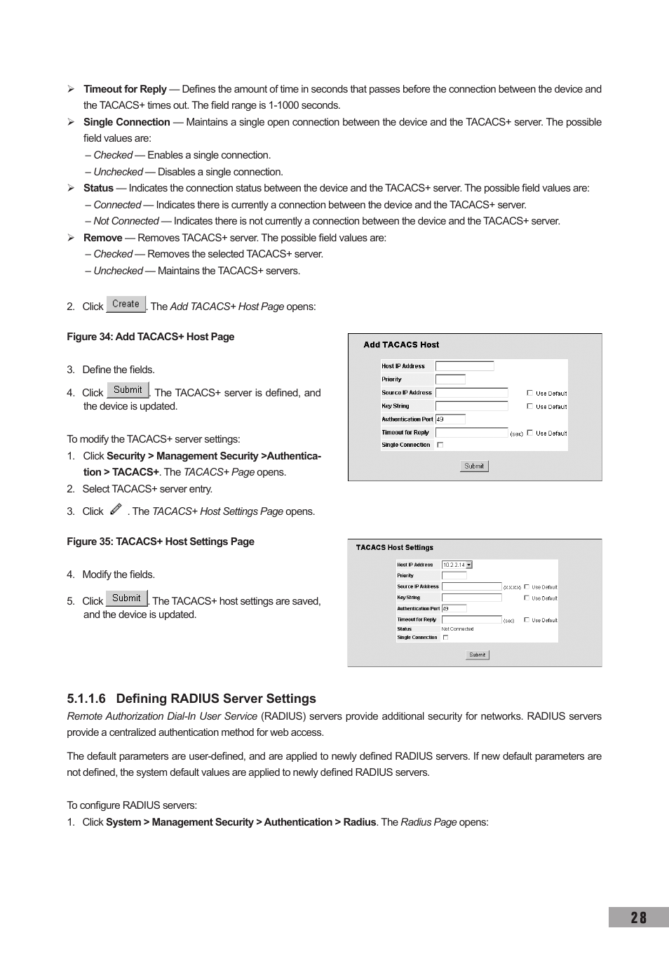 6 defining radius server settings | TP-Link TL-SG3109 User Manual | Page 35 / 120