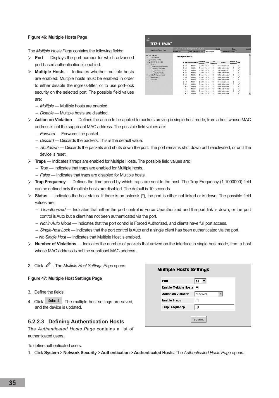 3 defining authentication hosts | TP-Link TL-SG3109 User Manual | Page 42 / 120