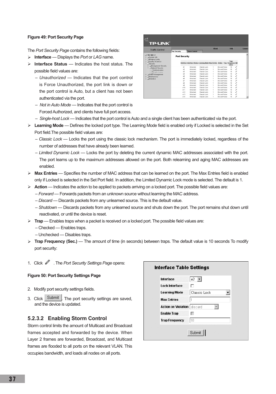 2 enabling storm control | TP-Link TL-SG3109 User Manual | Page 44 / 120