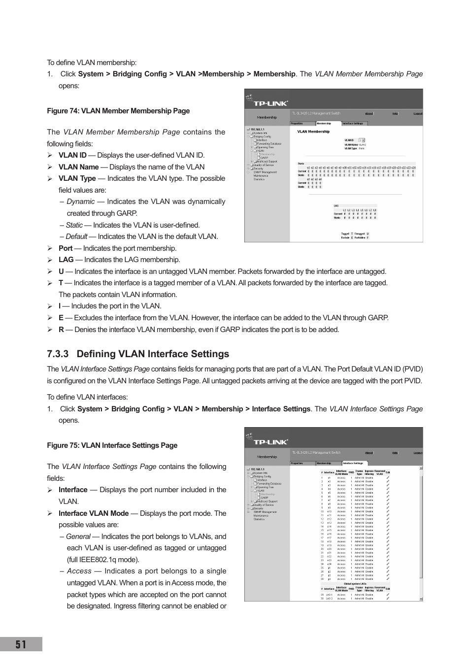 3 defining vlan interface settings | TP-Link TL-SG3109 User Manual | Page 58 / 120