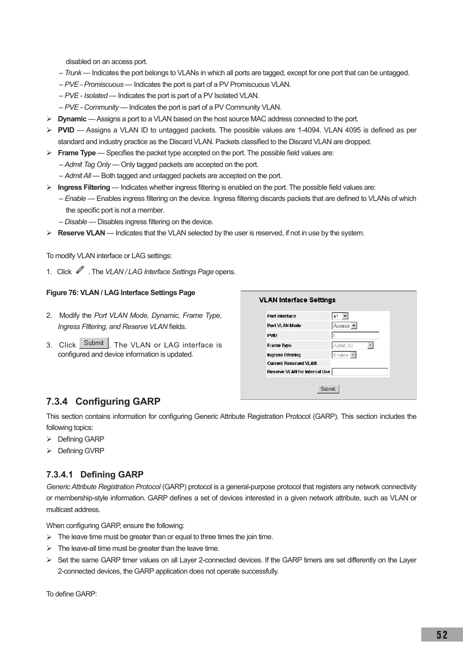 4 configuring garp, 1 defining garp, 4 configuring garp 7.3.4.1 defining garp | TP-Link TL-SG3109 User Manual | Page 59 / 120