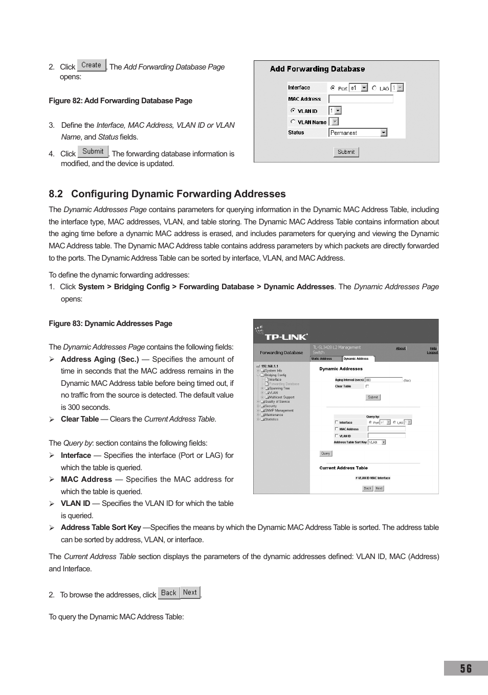 2 configuring dynamic forwarding addresses | TP-Link TL-SG3109 User Manual | Page 63 / 120