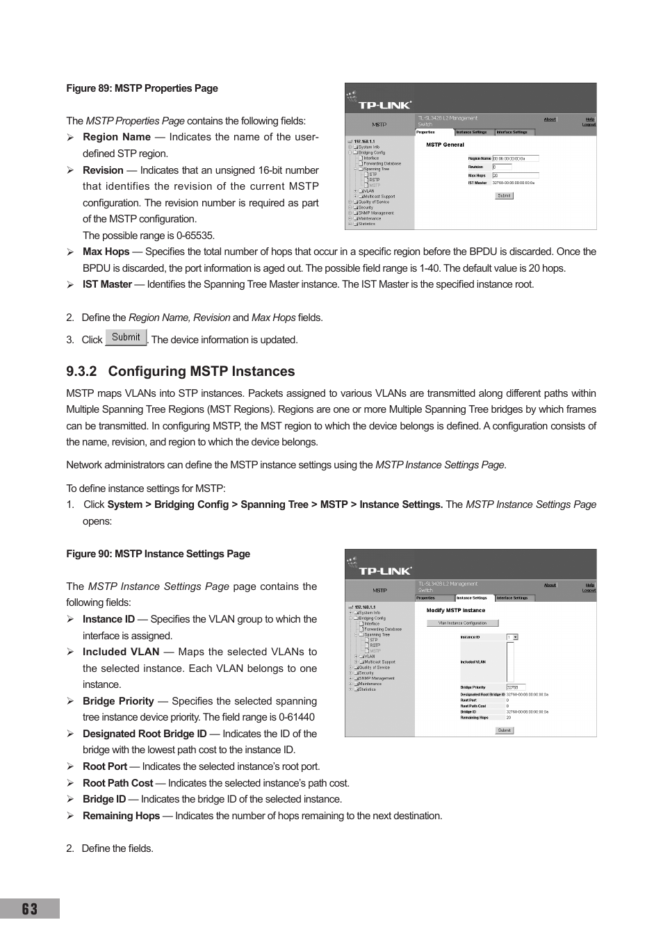 2 configuring mstp instances | TP-Link TL-SG3109 User Manual | Page 70 / 120